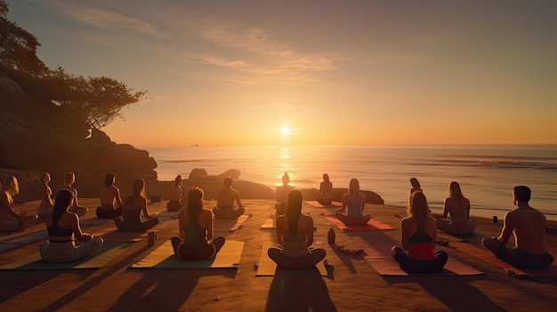 A beachfront yoga session at dawn ultra realistic