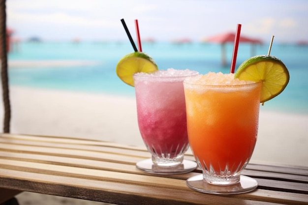 Beachside cocktail party with tropical drinks and live music