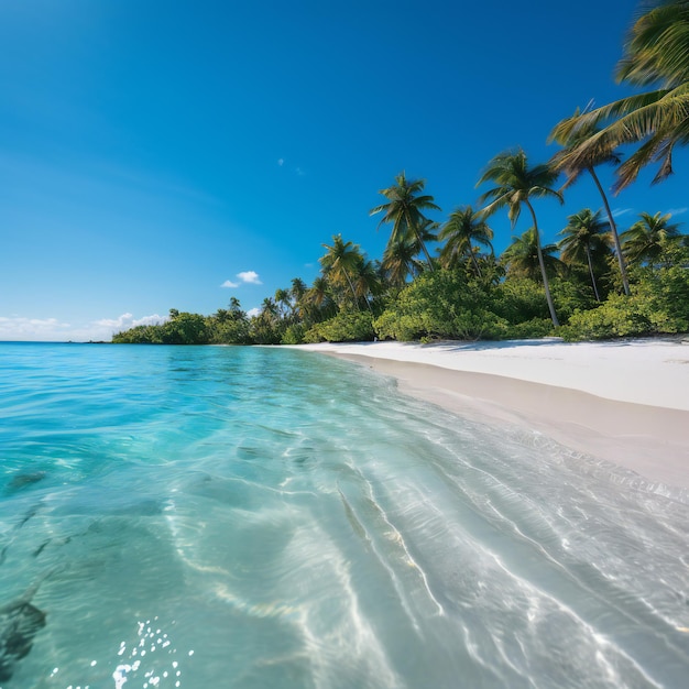 Beachside Haven A Picture of White Sands Palms and Blue Horizons