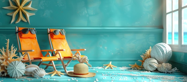 Photo beachside relaxation two chairs seainspired decor and a hint of sun