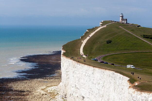 BEACHY HEAD, SUSSEX/UK - MAY 11 :  The Belle Toute Lighthouse at Beachy Head in Sussex on May 11, 2011. Unidentified people.