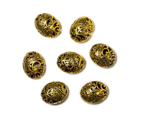 Beads Jewelry on a white background Jewelry alloy Antique gold