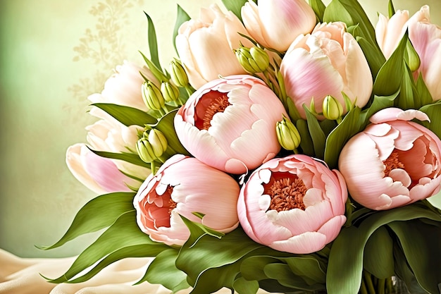 Beaful pale pink tulips bouquet for gift to young girl