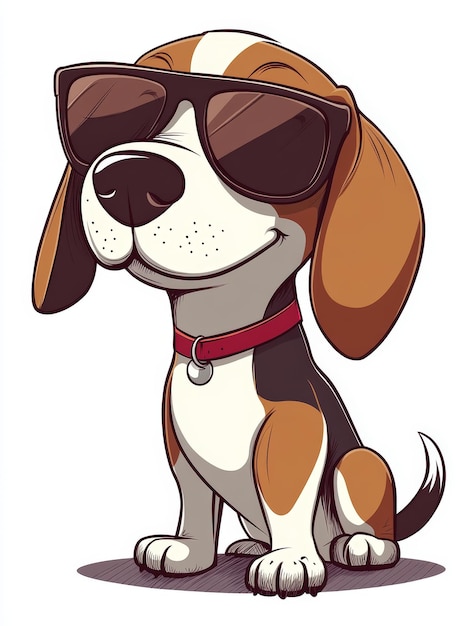 Beagle dog in sunglasses on a white background Vector illustration