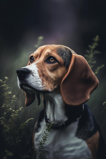 Beagle portrait in nature Concept of animal life care health and pets