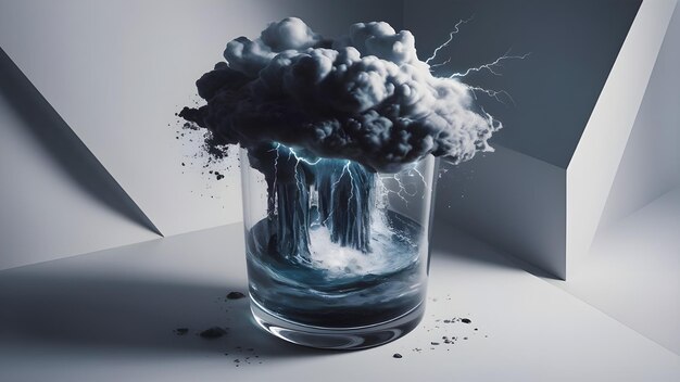 Photo a beaker of a storm cloud is in a beaker