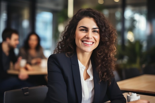 Beaming Businesswoman Joyful Smile at the Workplace Generative AI