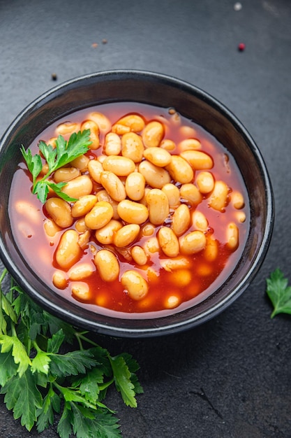 bean tomato sauce beans second course healthy food fresh portion healthy meal food diet snack