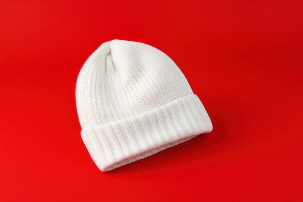 Photo beanie white red red background