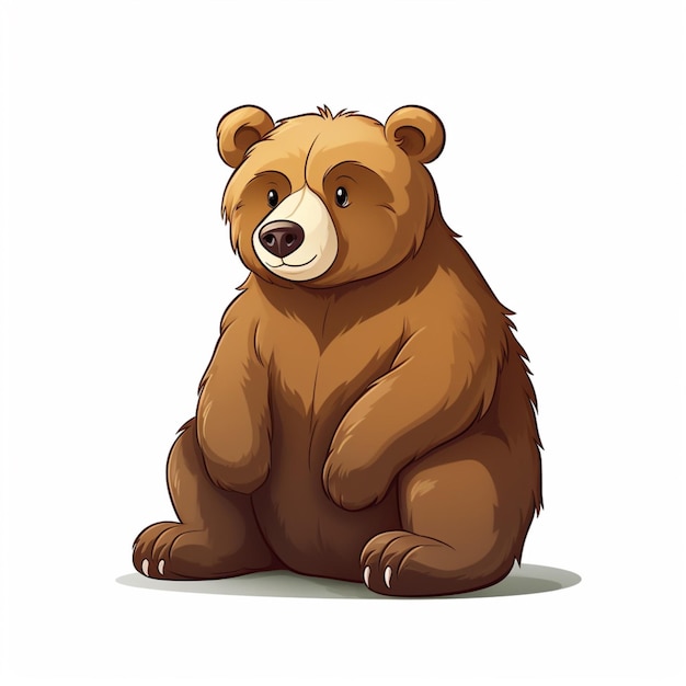 Bear 2d cartoon vector illustration on white background hi