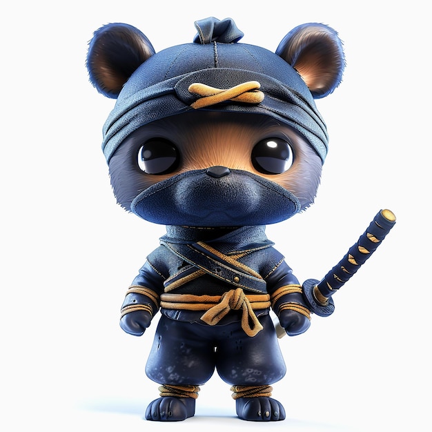 Bear assassin cartoon on white background Bear ninja cartoon