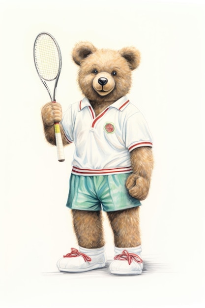 Bear character Tennis tennis racket sports