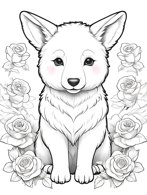 Bear coloring page white style background ai generated