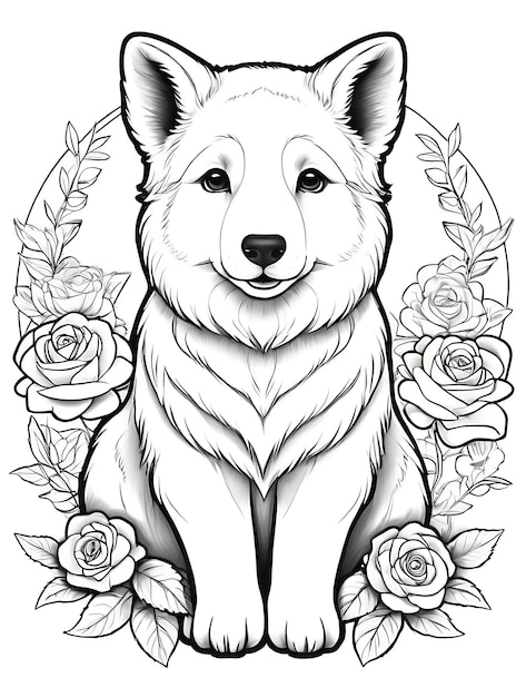 Bear coloring page white style background ai generated