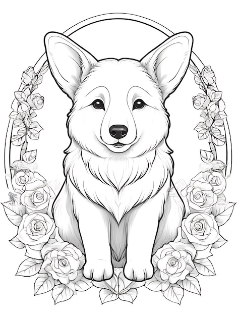 Bear coloring page white style background ai generated