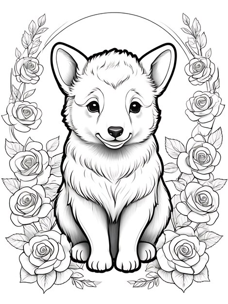 Bear coloring page white style background ai generated