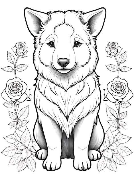 Bear coloring page white style background ai generated