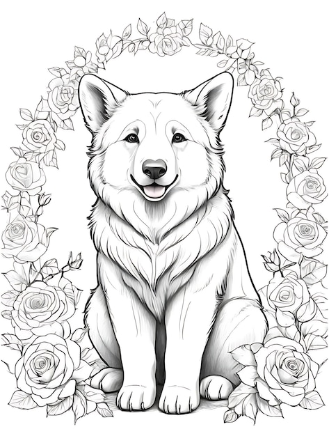 Bear coloring page white style background ai generated