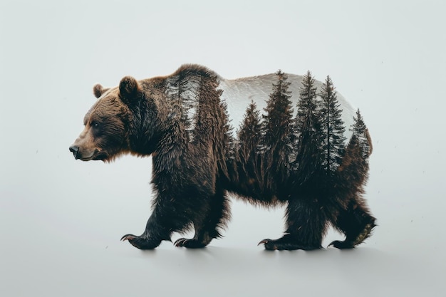 Bear forest double exposure art