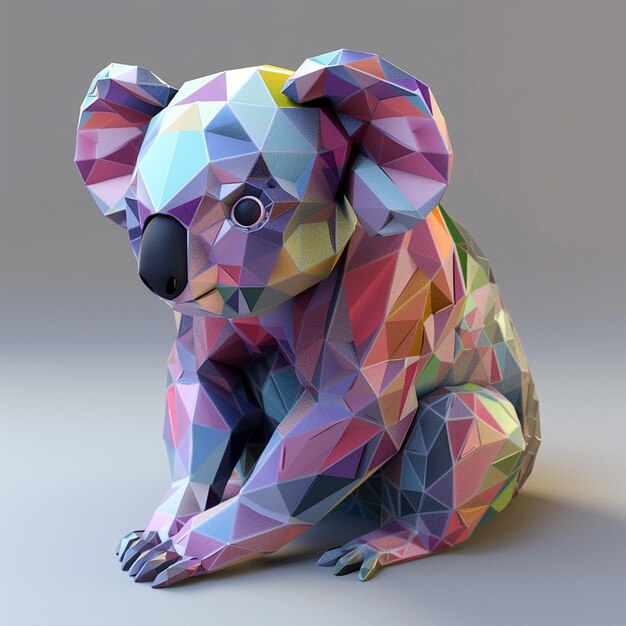 Photo a bear made out of geometric shapes is sitting on a table