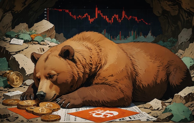 Photo bear market concept illustration bitcoin