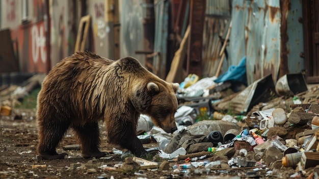 Photo a bear rummaging through overstuffed garbage in a heatstricken town increased humanwildlife conflicts