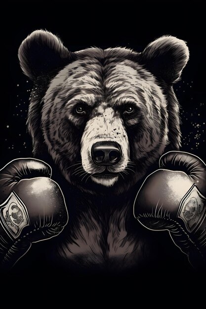 bear sport 1950 illustration vector art black background