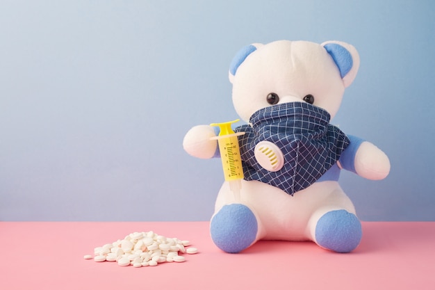 Bear toy with healthy protection  concept