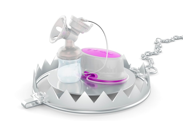 Bear Trap with electrical breast pump 3D rendering