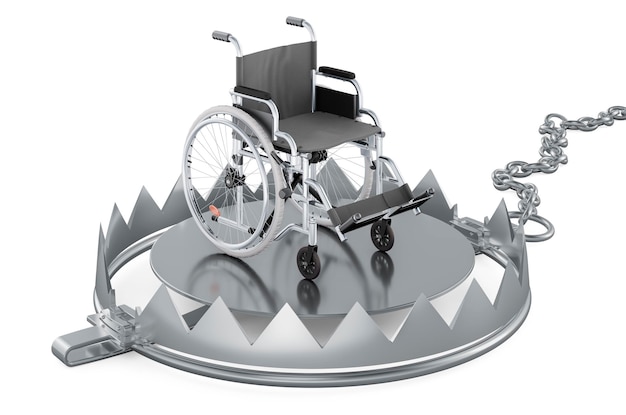 Bear Trap with manual wheelchair 3D rendering