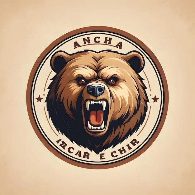 A bear vintage logo in the circle detailed designvintage logo of horse