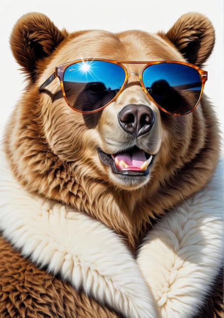 a bear wearing sunglasses that says quot bear quot