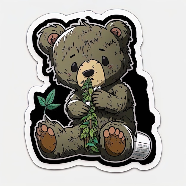 A bear with a can of twig on it.