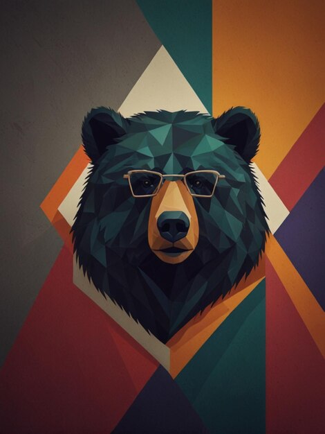 Photo a bear with glasses and a triangle on his face is in a triangle