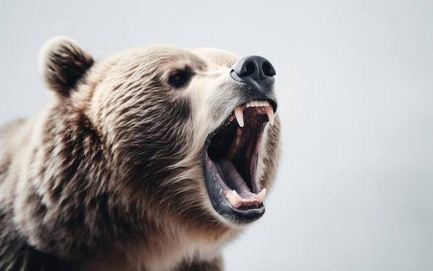 A bear with its mouth open and a big nose