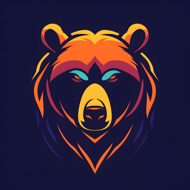 Photo a bear with a yellow and orange face is shown with a blue background