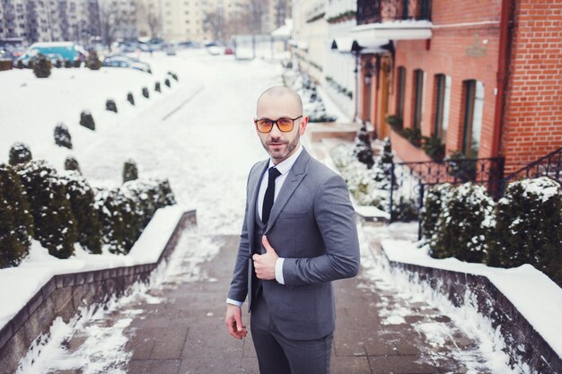 Bearded businessman in glasses