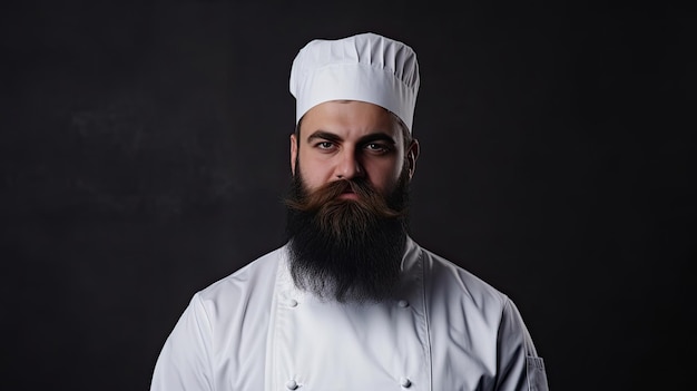 Bearded chef cooks or baker Bearded male chefs isolated Cook hat Confident bearded male chef in white uniform Serious cook in white uniform chef hat Portrait of a serious chef cook