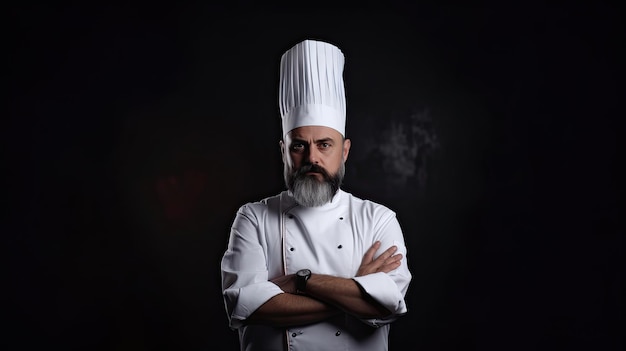 Bearded chef cooks or baker Bearded male chefs isolated Cook hat Confident bearded male chef in white uniform Serious cook in white uniform chef hat Portrait of a serious chef cook