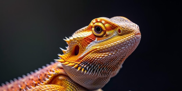 Bearded Dragon Pogona Vitticeps With Scaly Golden Gaze Stands Solo