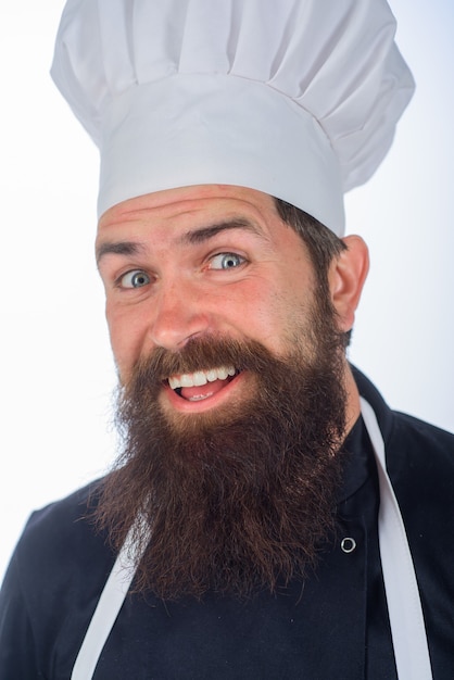 Bearded man in chef uniform professional approach to business cooking profession and business