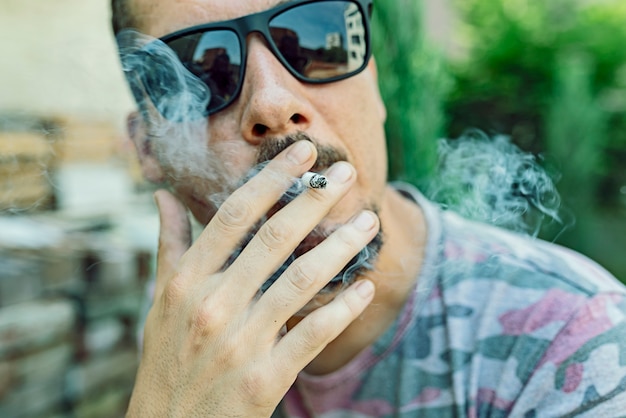 Bearded Man with Cigarette