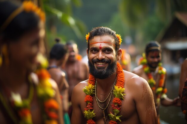 Bearded Man with Flower Garland