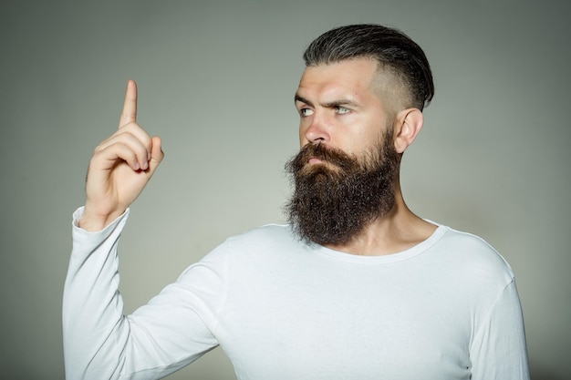 Bearded man with gesture