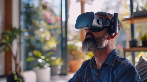 The bearded man with VR headset