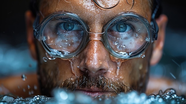 Bearded Visionary Submerges With Goggles in Aquatic Realm