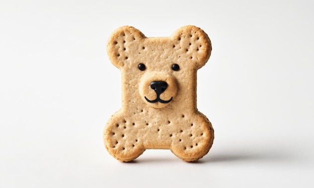 Bearshaped cookie with black icing eyes and nose