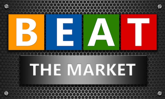 Beat the market concept on mesh hexagon background