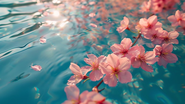 beatiful chery blossom floting on the water