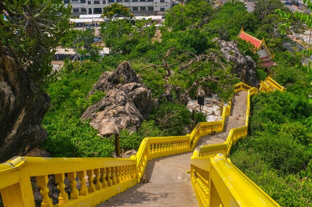 Beatiful view at Wat Thammikaram Worawihan famous landmark at Prachuap Khiri Khan Thailand